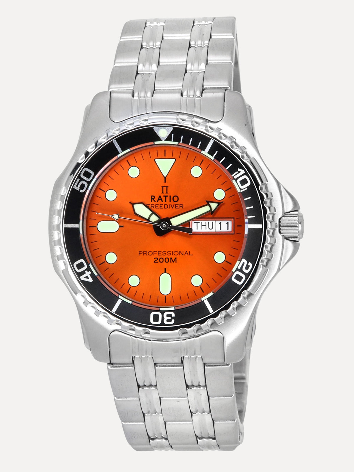 Ratio FreeDiver Professional Sapphire Sunray Orange Dial Quartz 36JL140-ORG 200M Men’s Watch