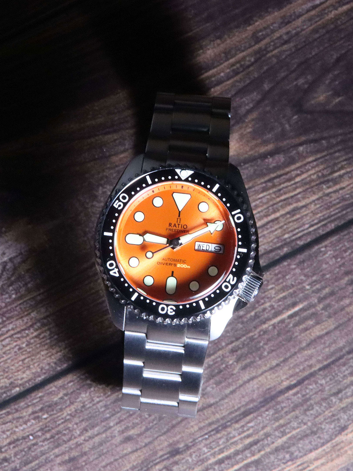Ratio FreeDiver Orange Dial Sapphire Crystal Stainless Steel Automatic RTA114 200M Mens Watch