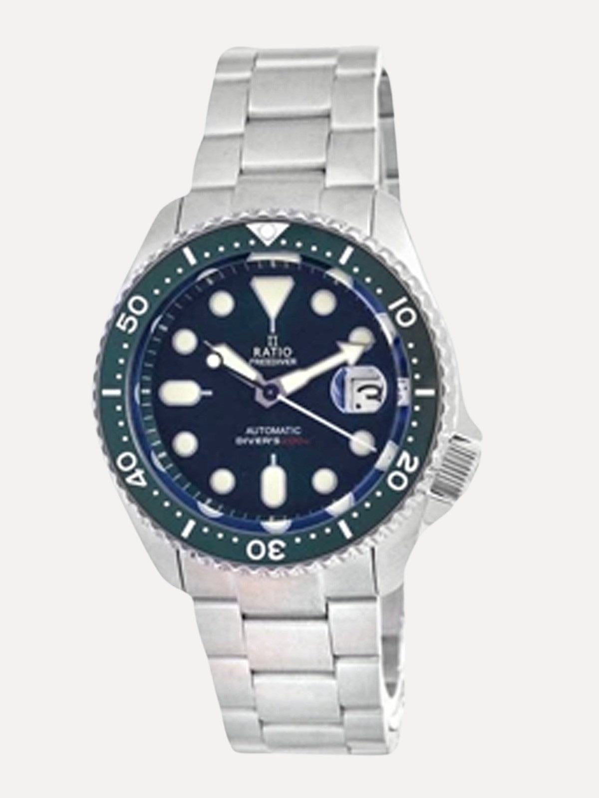 Ratio FreeDiver Green Dial Sapphire Crystal Stainless Steel Automatic RTB205 200M Mens Watch