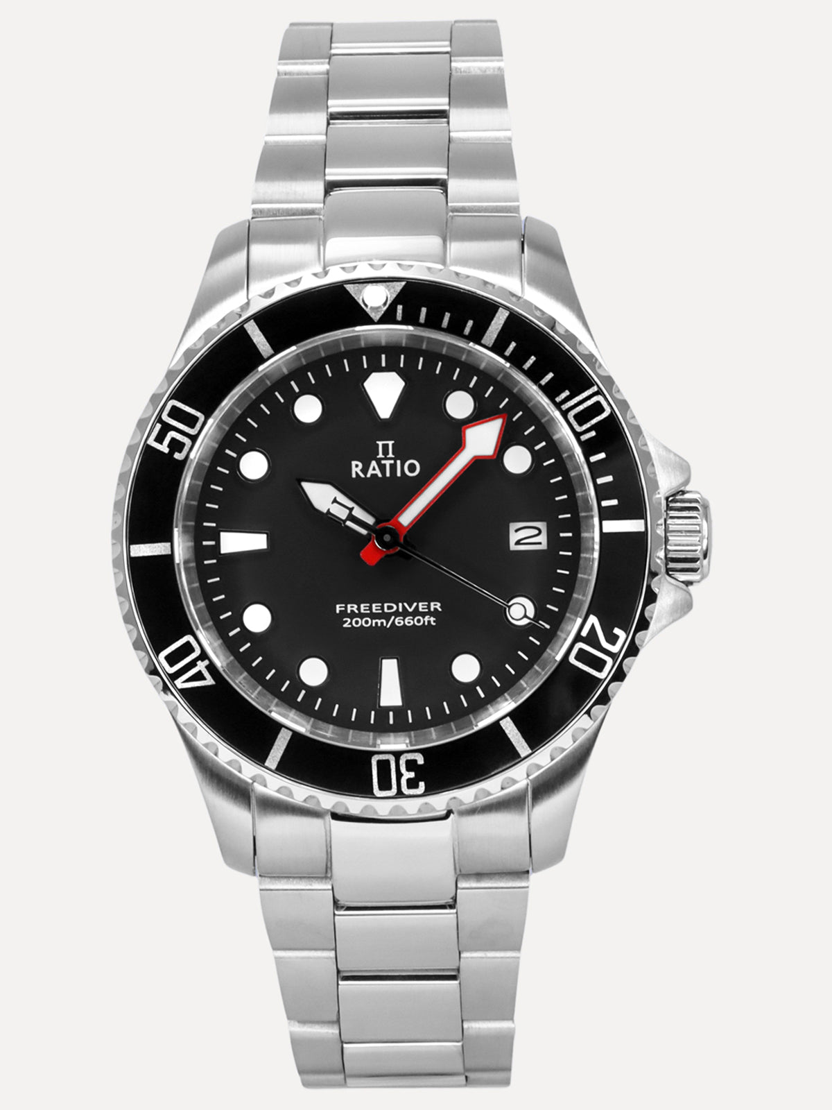 Ratio FreeDiver Sapphire Stainless Steel Black Dial Quartz RTF031 200M Men's Watch