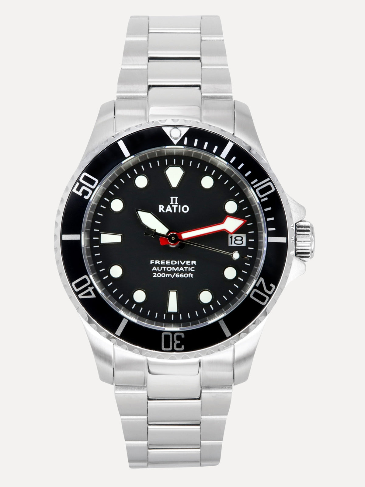Ratio FreeDiver, orologio subacqueo da donna con cristallo di zaffiro, movimento automatico giapponese, orologio subacqueo resistente all'acqua fino a 200 m, Blu, Bracciale Ratio FreeDiver, orologio subacqueo da donna con cristallo di zaffiro, movimento automatico giapponese, orologio subacqueo resistente all'acqua fino a 200 m, Blu, Bracciale