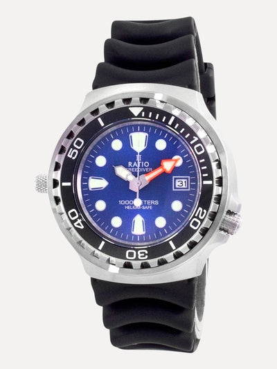 Ratio 2nd Generation Free Diver Helium-Safe Quartz 1038EF102V-BLU-V02 1000M Mens Watch - Ratiowatches