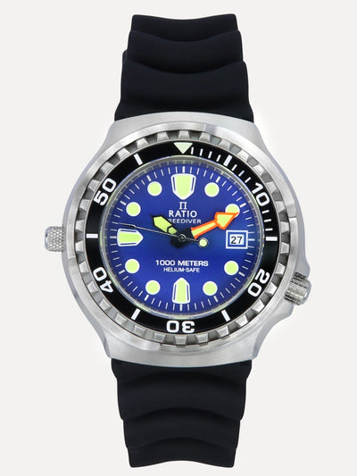 Ratio FreeDiver Version 03 Helium Safe 1000M Sapphire Quartz Blue Dial 1038EF102V-BLU-V03 Men's Watch - Ratiowatches