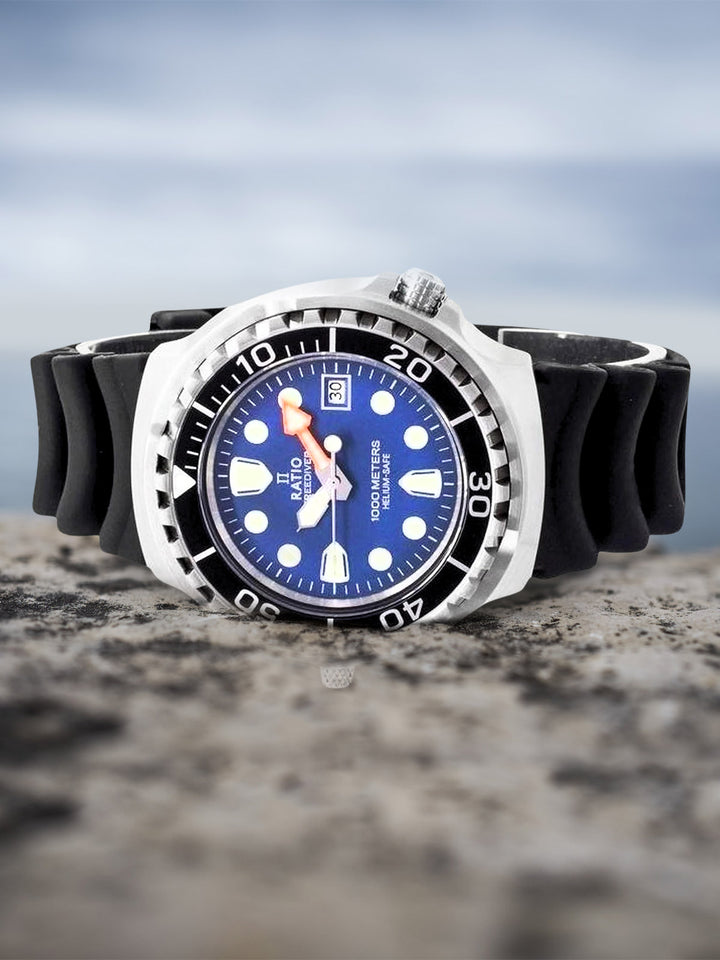 Ratio FreeDiver Helium Safe 1000M Sapphire Quartz 1038EF102V-BLU Men's Watch - Ratiowatches
