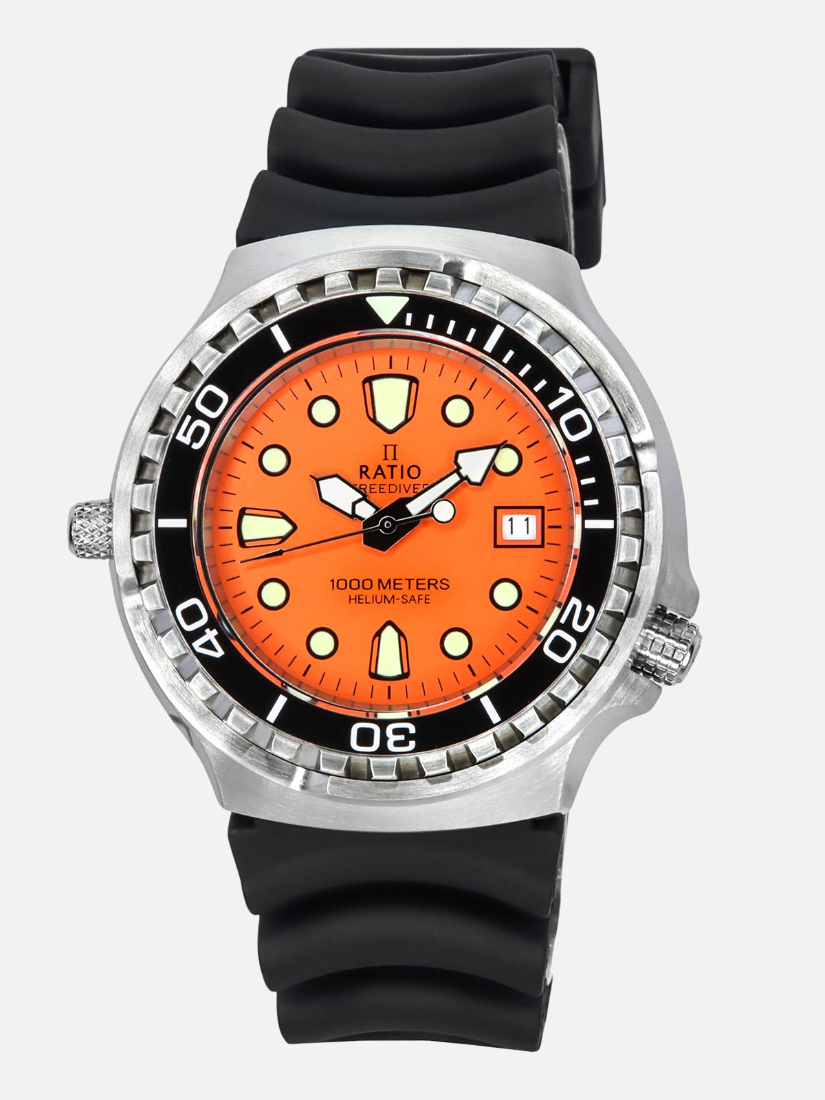 Ratio FreeDiver Helium Safe Sapphire Quartz Orange Dial 1038EF102V-ORG Men’s 1000M Watch - Ratiowatches