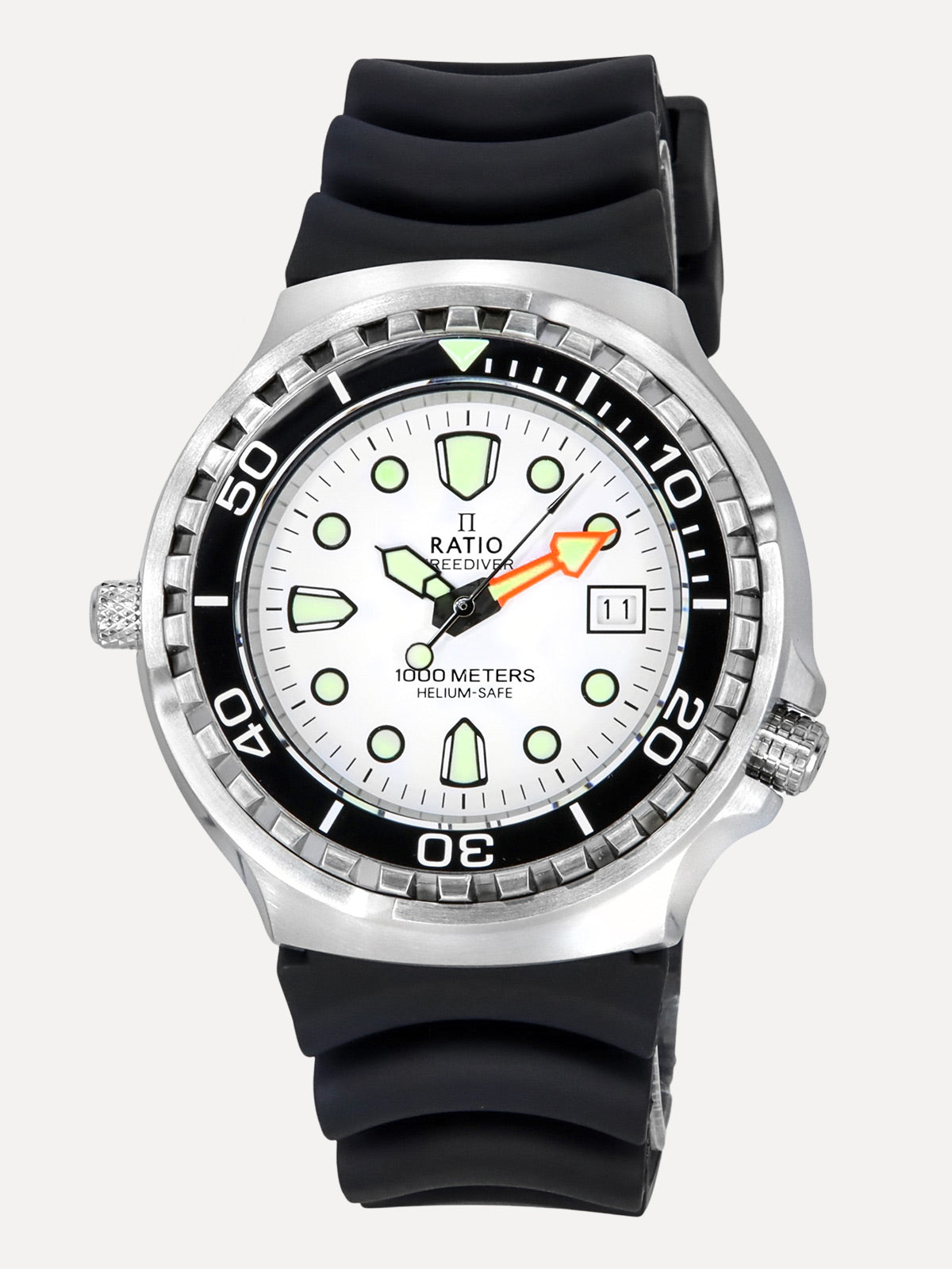 Ratio FreeDiver Helium Safe Sapphire Quartz White Dial 1038EF102V-WHT 1000M Men’s Watch - Ratiowatches