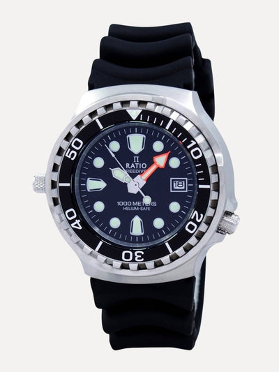 Ratio FreeDiver Helium Safe 1000M Sapphire Quartz 1038EF102V Men's Watch - Ratiowatches