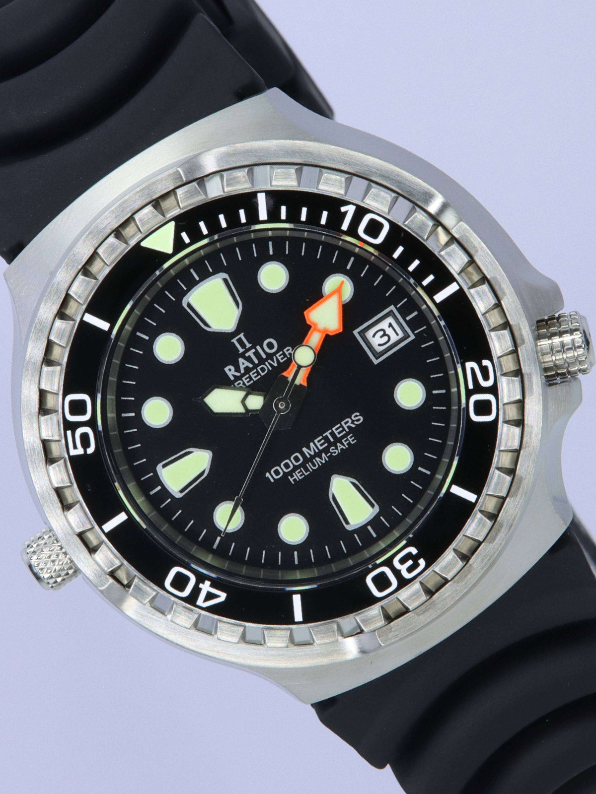 Ratio FreeDiver Helium Safe 1000M Sapphire Quartz 1038EF102V Men's Watch