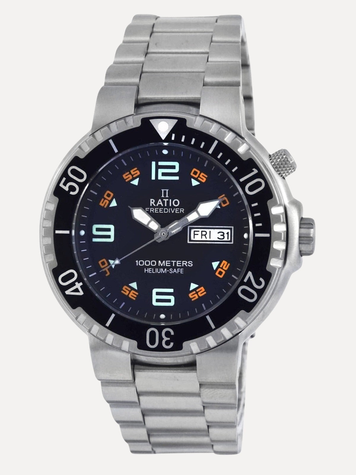 Ratio FreeDiver Black Dial Quartz 1050HA93-19V-BLK 1000M