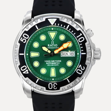 Ratio FreeDiver Version 02 Helium Safe 1000M Sapphire Automatic Green Dial 1068HA90-34VA-GRN-V02 Men's Watch - Ratiowatches