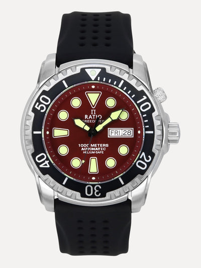 Ratio FreeDiver Version 02 Helium Safe 1000M Sapphire Automatic Red Dial 1068HA90-34VA-RED-V02 Men's Watch - Ratiowatches