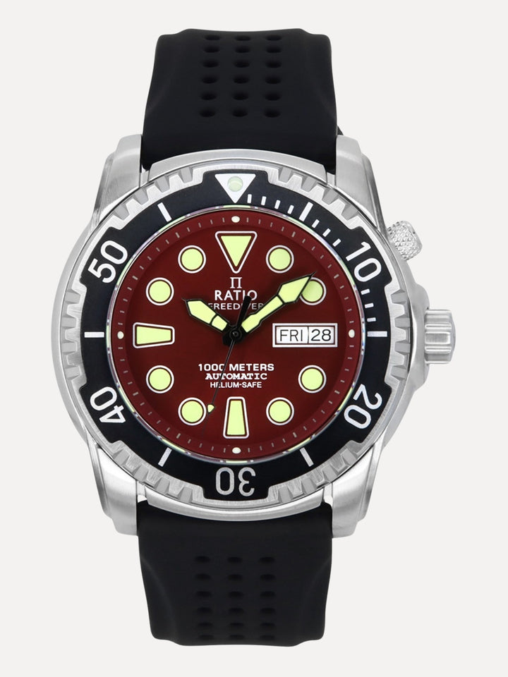 Ratio FreeDiver Version 02 Helium Safe 1000M Sapphire Automatic Red Dial 1068HA90-34VA-RED-V02 Men's Watch - Ratiowatches