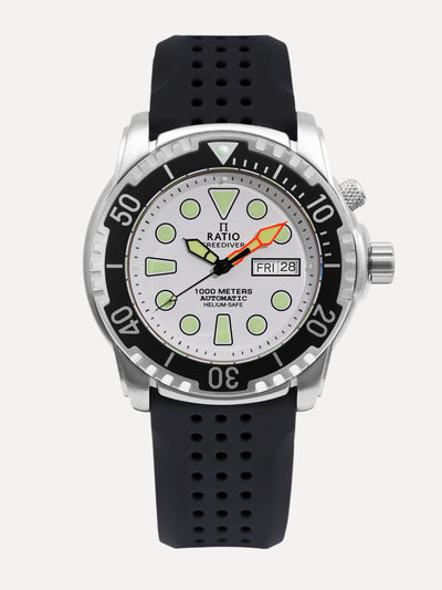 Ratio FreeDiver Version 02 Helium Safe 1000M Sapphire Automatic White Dial 1068HA90-34VA-WHT-V02 Men's Watch