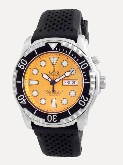 Ratio 2nd Generation Free Diver Helium-Safe Automatic 1068HA90-34VA-YLW-V02 1000M Men's Watch - Ratiowatches