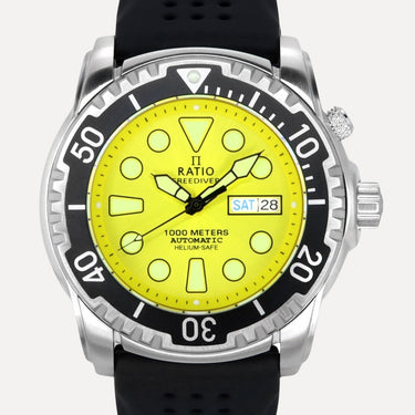Ratio FreeDiver Version 03 Helium Safe 1000M Automatic Yellow Dial 1068HA90-34VA-YLW-V03 Men's Watch - Ratiowatches