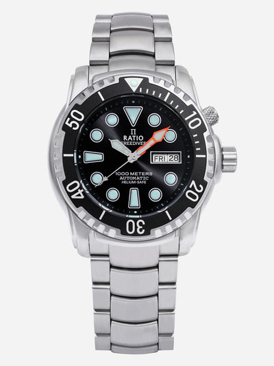 Ratio FreeDiver Helium-Safe 1000M Sapphire Automatic 1068HA96-34VA-BLK Men's Watch