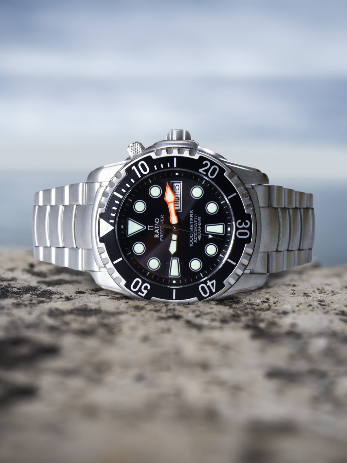 Ratio FreeDiver Helium-Safe 1000M Sapphire Automatic 1068HA96-34VA-BLK Mens Watch