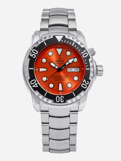 Ratio FreeDiver Helium-Safe 1000M Sapphire Automatic 1068HA96-34VA-ORG Men's Watch