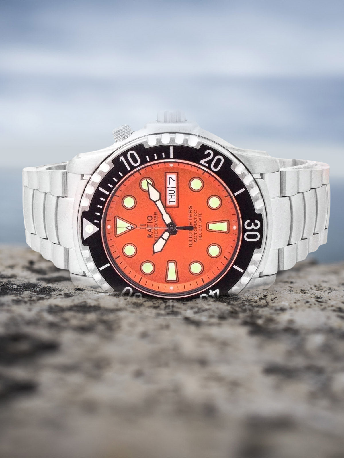 Ratio FreeDiver Helium-Safe 1000M Sapphire Automatic 1068HA96-34VA-ORG Mens Watch - Ratiowatches