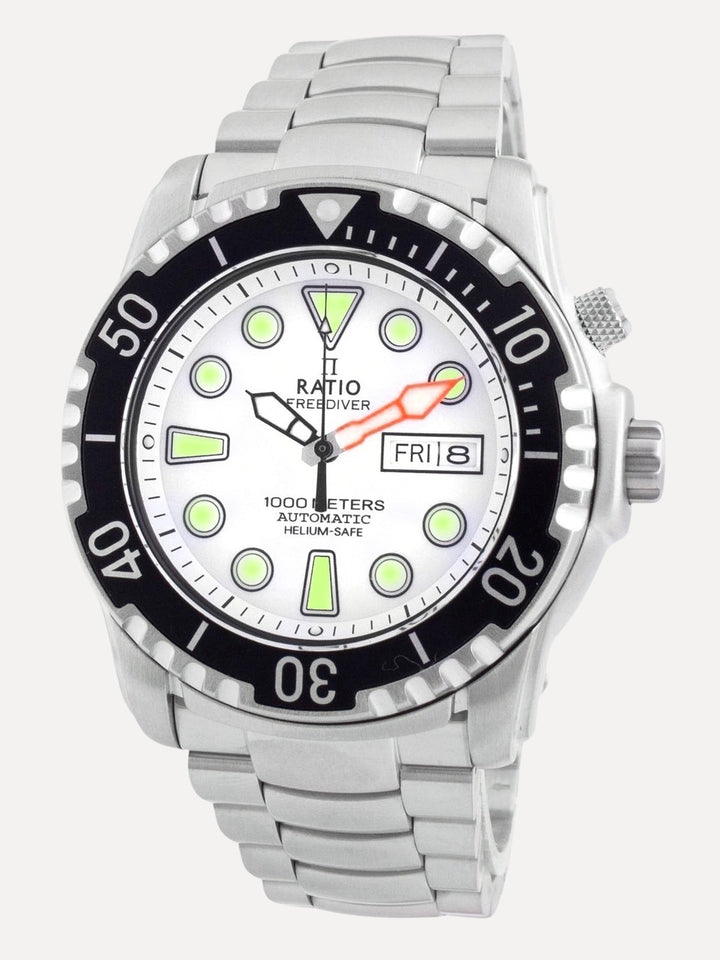 Ratio FreeDiver Helium-Safe 1000M Sapphire Automatic 1068HA96-34VA-WHT Mens Watch - Ratiowatches