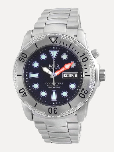 Ratio Free Diver Helium-Safe Automatic 1068MD96-34VA-BLK 1000M Mens Watch - Ratiowatches