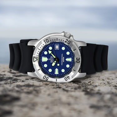 VOID WATCHES/クォーツ腕時計/アナログ/レザー/BLU/GRY/V03D