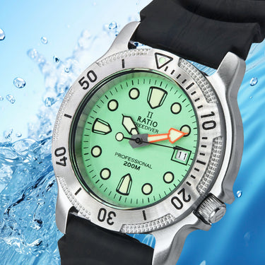 Ratio FreeDiver Professional Sapphire Mint Green Dial Quartz 22AD202-MGRN 200M Men’s Watch - Ratiowatches