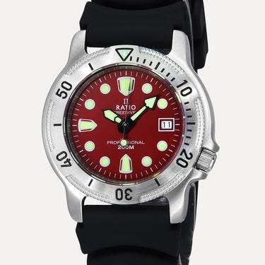 Ratio FreeDiver Professional Sapphire Red Dial Quartz 22AD202-RED 200M Men’s Watch - Ratiowatches