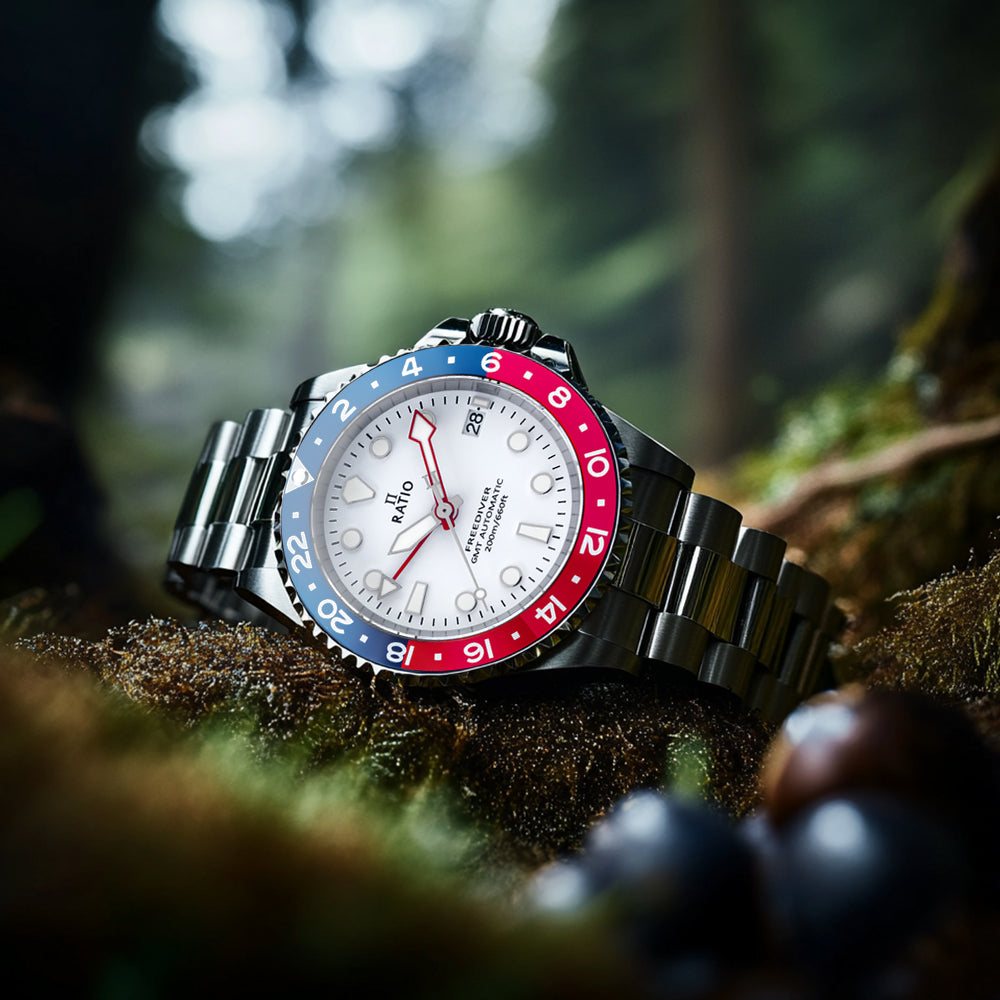 Ratio FreeDiver GMT Series Blue Red Pepsi Bezel RTF061 200M