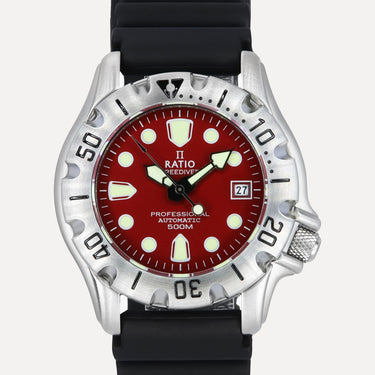 Ratio FreeDiver Professional 500M Sapphire Red Dial Automatic 32BJ202A-RED Men's Watch - Ratiowatches