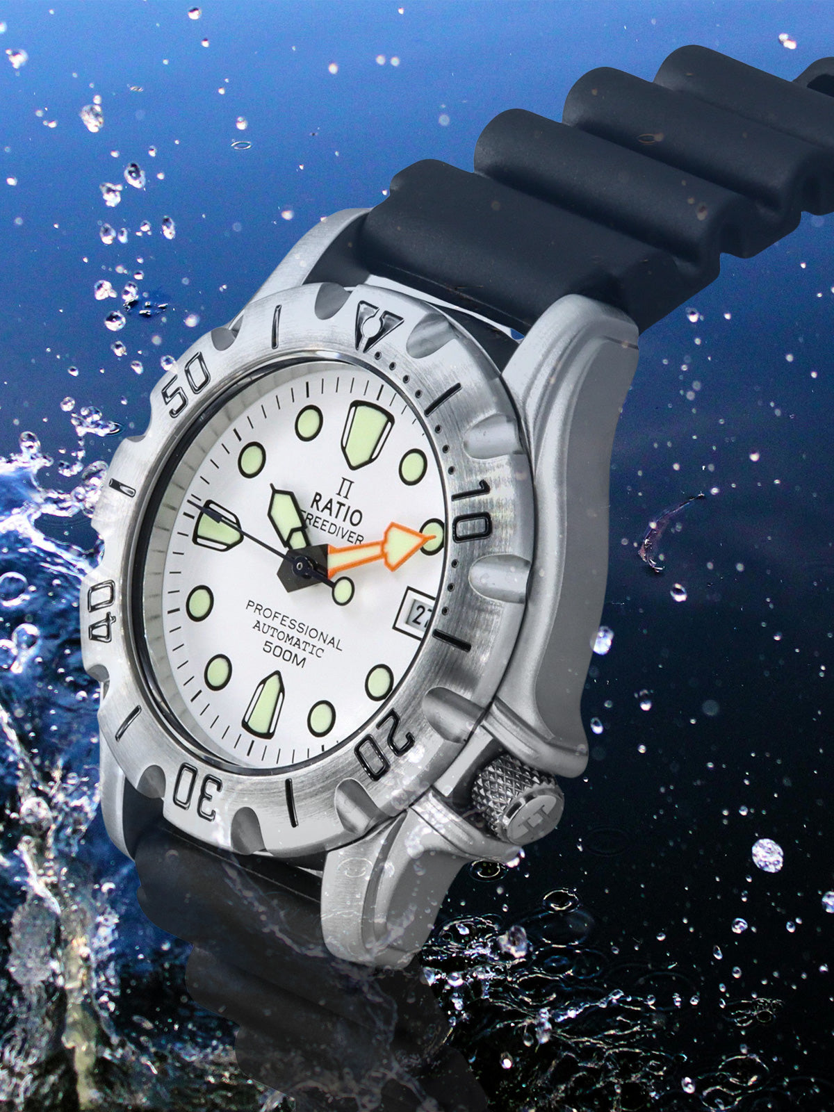 Ratio FreeDiver Professional 500M Sapphire White Dial Automatic 32BJ202A-WHT Men's Watch - Ratiowatches