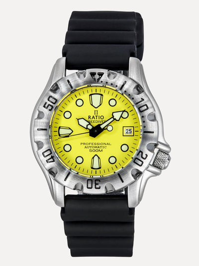Ratio FreeDiver Professional 500M Sapphire Yellow Dial Automatic 32BJ202A-YLW Men's Watch - Ratiowatches