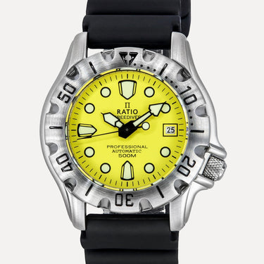 Ratio FreeDiver Professional 500M Sapphire Yellow Dial Automatic 32BJ202A-YLW Men's Watch - Ratiowatches