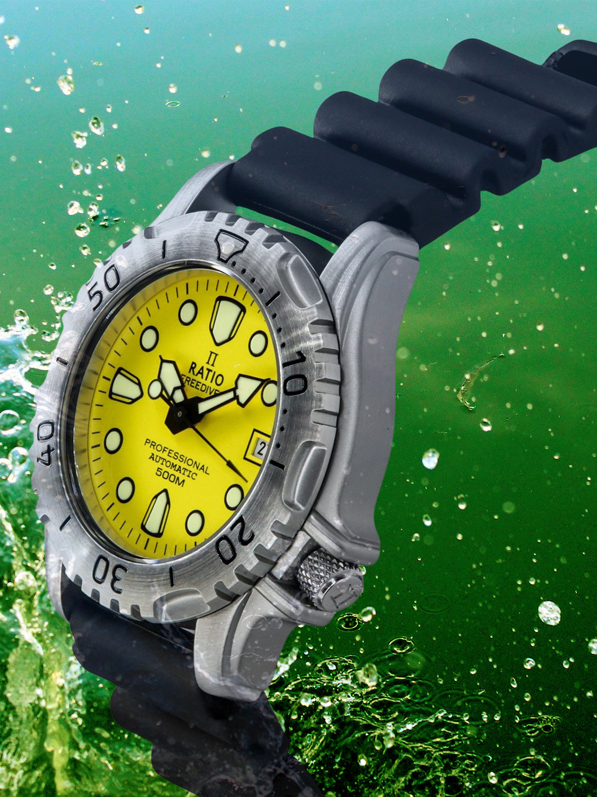 Ratio FreeDiver Professional 500M Sapphire Yellow Dial Automatic 32GS202A-YLW Men's Watch - Ratiowatches