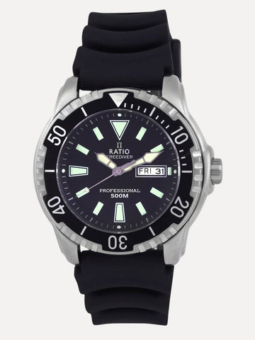 Ratio FreeDiver Black Dial 48HA90-12-BLK 500M Men's Watch