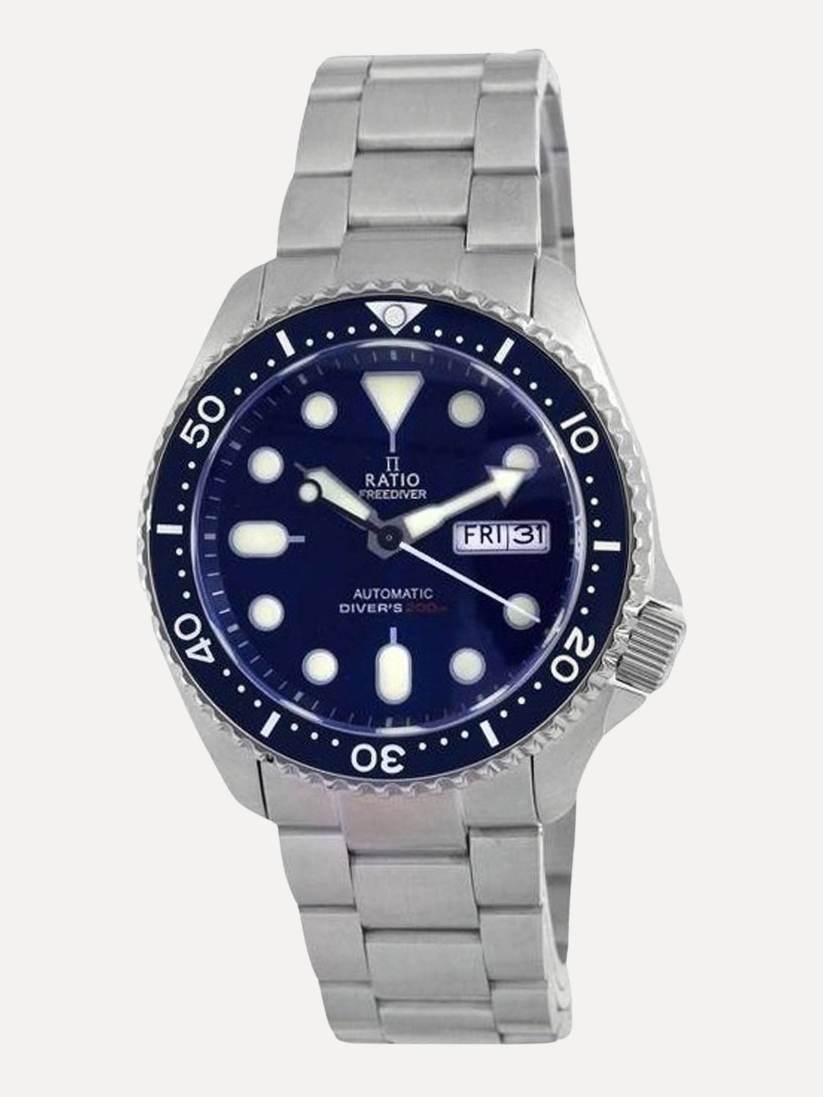 Ratio FreeDiver Blue Dial Sapphire Crystal Stainless Steel Automatic RTA102 200M Mens Watch
