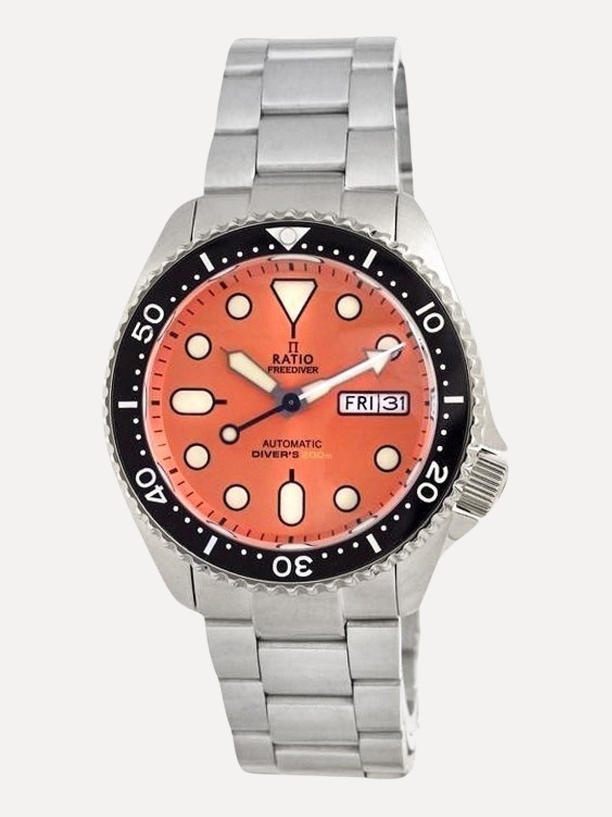 Ratio FreeDiver Orange Dial Sapphire Crystal Stainless Steel Automatic RTA114 200M Mens Watch