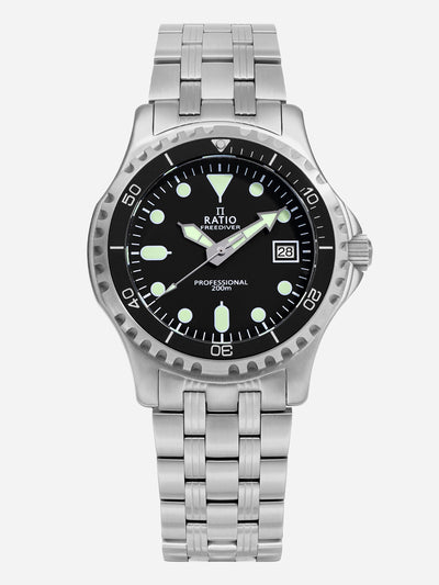 Ratio FreeDiver Professional Sapphire Black Dial Quartz RTF005 200M Men's Watch
