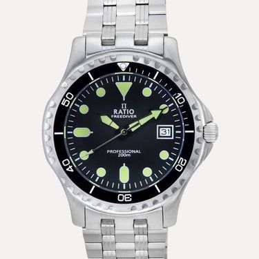 Ratio FreeDiver Professional Sapphire Black Dial Quartz RTF005 200M Men's Watch - Ratiowatches