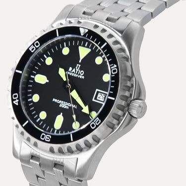 Ratio FreeDiver Professional Sapphire Black Dial Quartz RTF005 200M Men's Watch - Ratiowatches