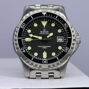 Ratio FreeDiver Professional Sapphire Black Dial Quartz RTF005 200M Men's Watch - Ratiowatches
