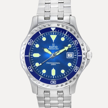 Ratio FreeDiver Professional Sapphire Blue Sunray Dial Quartz RTF007 200M Men's Watch - Ratiowatches