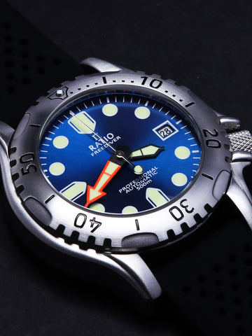 Ratio FreeDiver Professional RTF013 - Orologio Subacqueo Automatico 500m - Quadrante Blu Sunray E Vetro Zaffiro - 6