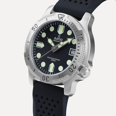 Ratio FreeDiver Professional Sapphire Black Dial Quartz RTF021 200M Men's Watch - Ratiowatches