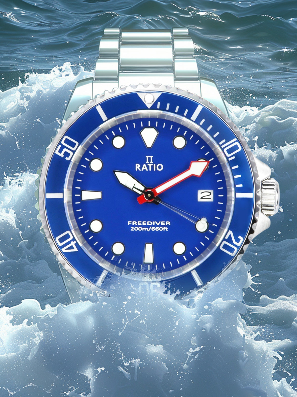 Ratio FreeDiver Sapphire Stainless Steel Blue Dial Quartz RTF033 200M Men's Watch