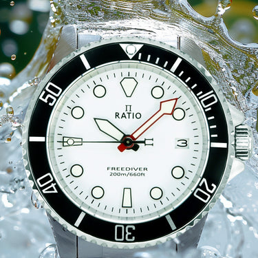 Ratio FreeDiver Sapphire Stainless Steel White Dial Quartz RTF037 200M Men's Watch - Ratiowatches