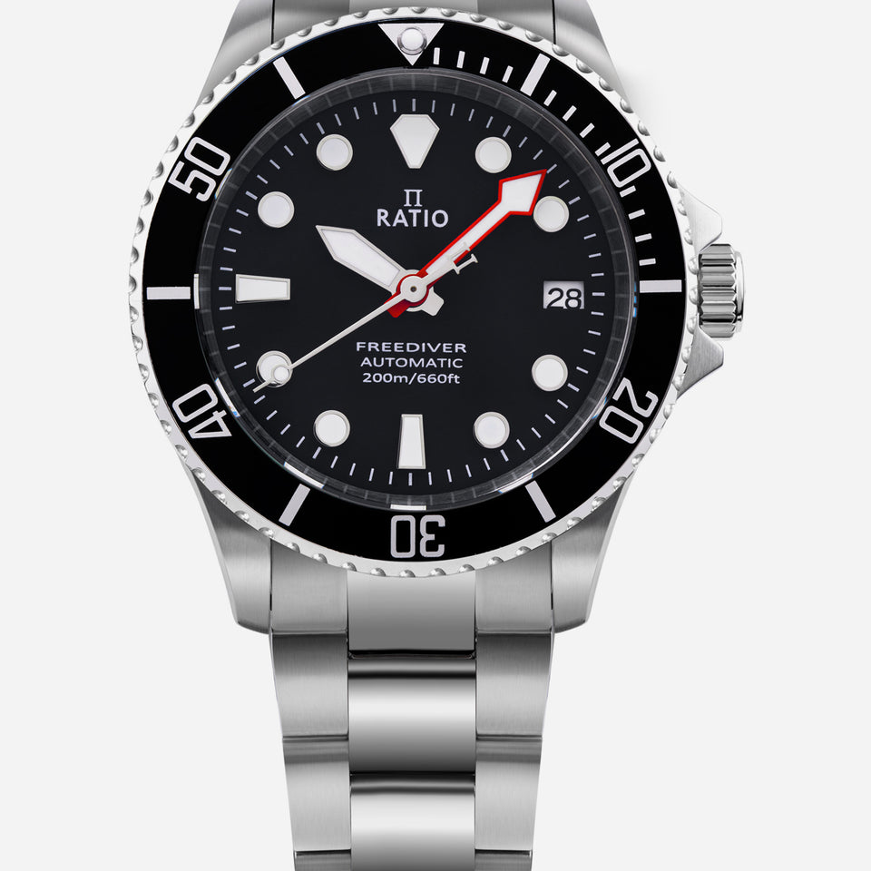 Ratio FreeDiver Sapphire Stainless Steel Black Dial Automatic RTF041 200M Men's Watch