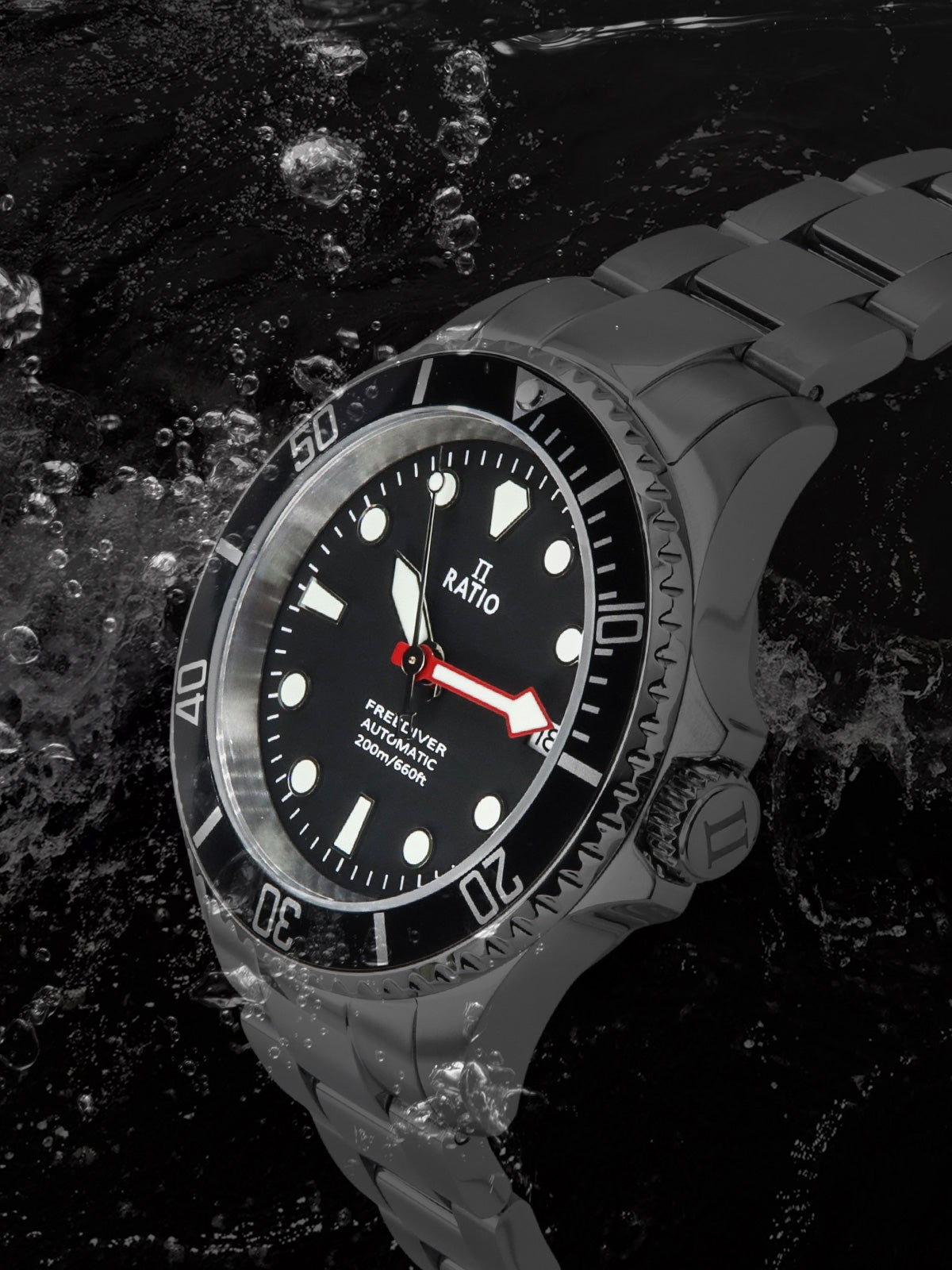 Ratio FreeDiver Sapphire Stainless Steel Black Dial Automatic RTF041 200M Men's Watch