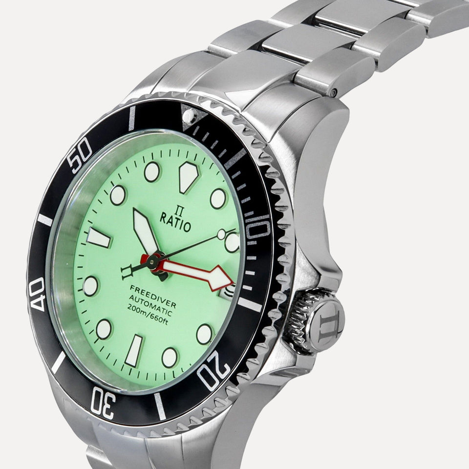 RATIO FreeDiver – Orologio Subacqueo Automatico, Vetro Zaffiro, 200m, Movimento Giapponese NH36A, Design Italiano
