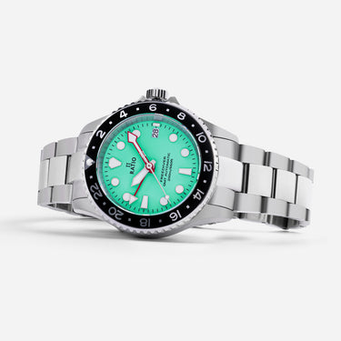 Ratio FreeDiver GMT Series Sapphire Stainless Steel Green Dial Automatic RTF059 200M Men's Watch - Ratiowatches